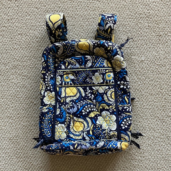 Vera Bradley Laptop Backpack Ellie Blue Elephant Paisley Campus Pockets Zip EUC